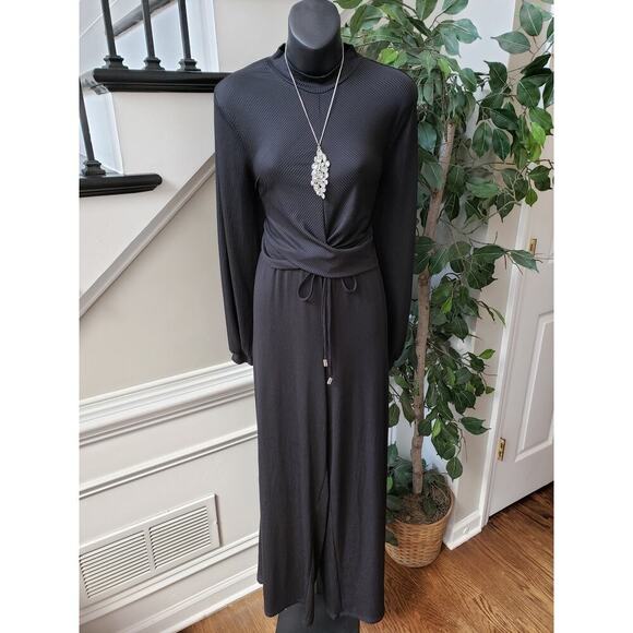 Forever 21 2 Piece Top & Pants Womens Size OX Black Knit Long Sleeve Drawstring - Picture 1 of 15